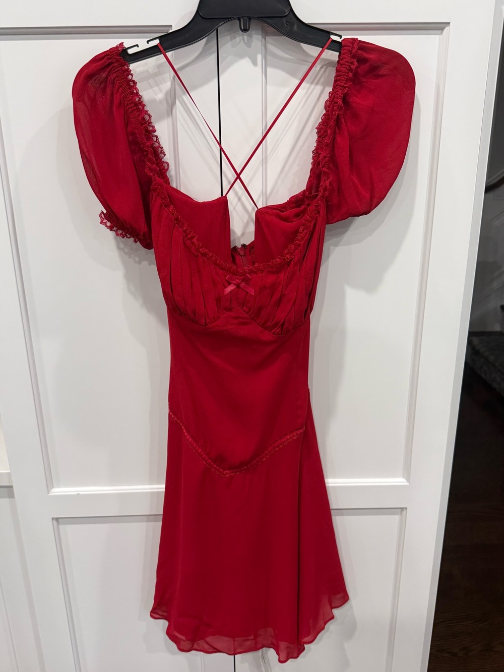 Reformation NWT Size 10 Onedine Mini Dress Color Lipstick $248 MSRP - Picture 4 of 7